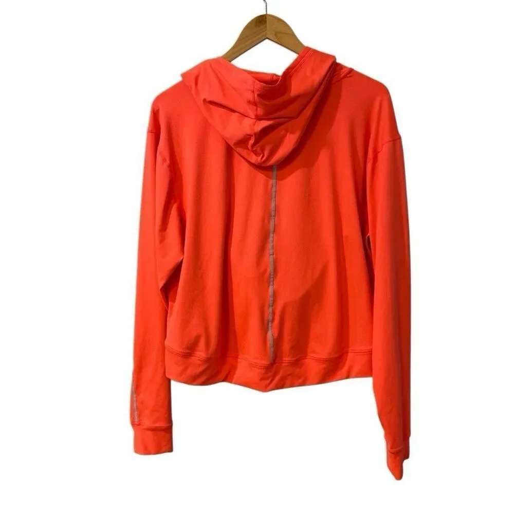 Free People Movement Neon Orange Hoodie Size Large with Reflective Strips